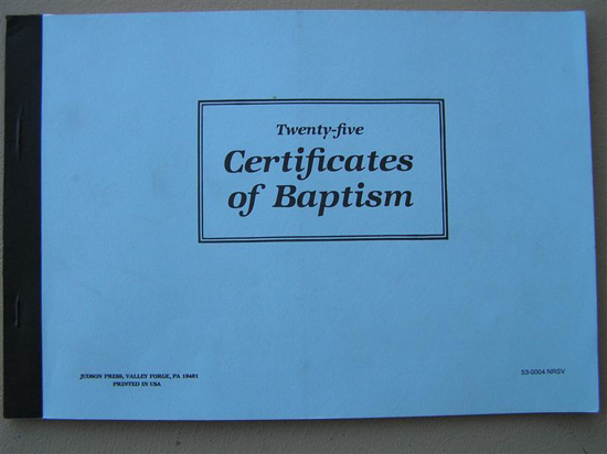 Picture of 25 Certificates of Baptism