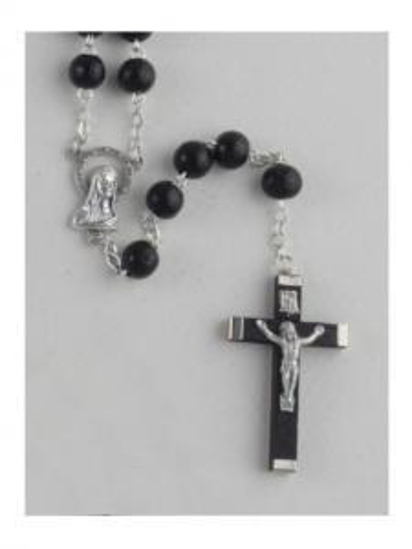 Picture of Wood Carved Black Beads, Boxed Rosary