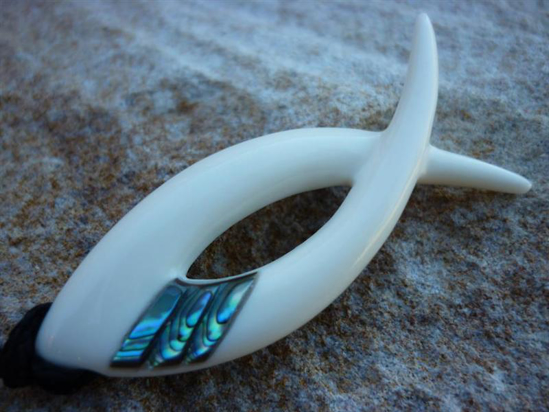 Picture of Bone Carving- Fish with Paua