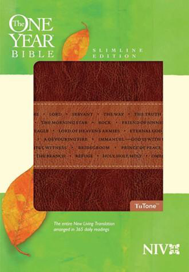 Picture of NIV Bible One Year Slim Tutone Leatherlook Brown Tan by Tyndale House Publishers