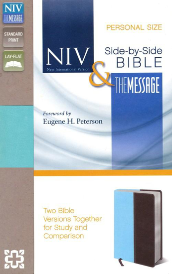 Picture of NIV and The Message Side-by-Side Bible, Personal Size: Two Bible Versions Together for Study and Comparison, Italian Duo-Tone, Turquoise/Chocolate by Zondervan