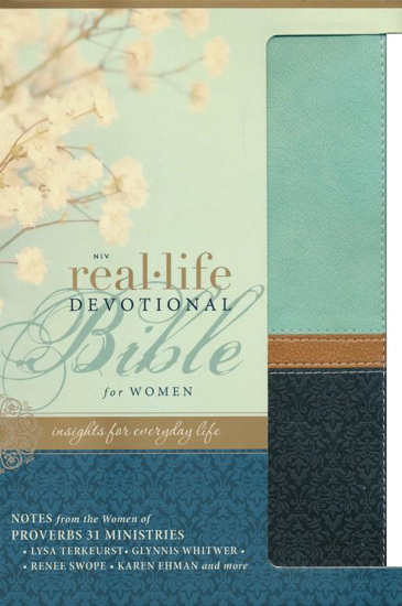 Picture of NIV Real-Life Devotional Bible for Women: Insights for Everyday Life, Italian Duo-Tone, Sea Glass/Deep Sea by Zondervan