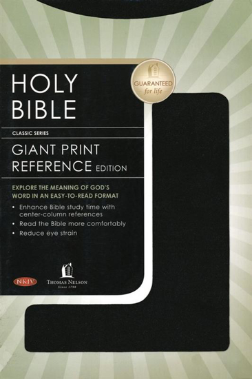 Picture of NKJV Giant Print Center-Column Reference Bible, Leatherflex, Black by Thomas Nelson