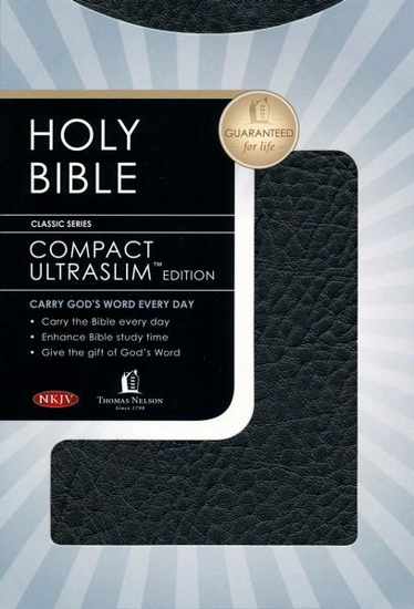 Picture of NKJV Compact Ultraslim Bible - LeatherSoft Grain Black by Thomas Nelson