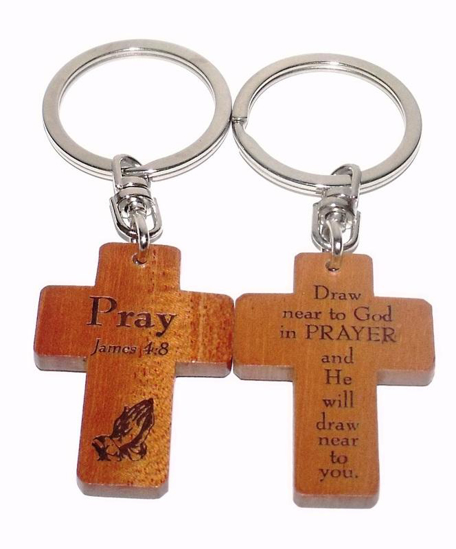 Picture of Mahogany Key ring-Pray James 4:8 by GI