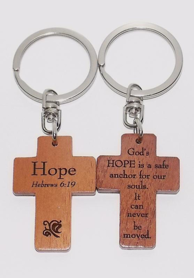 Picture of Mahogany Key Ring-Hope Hebrews 6:19 by GI