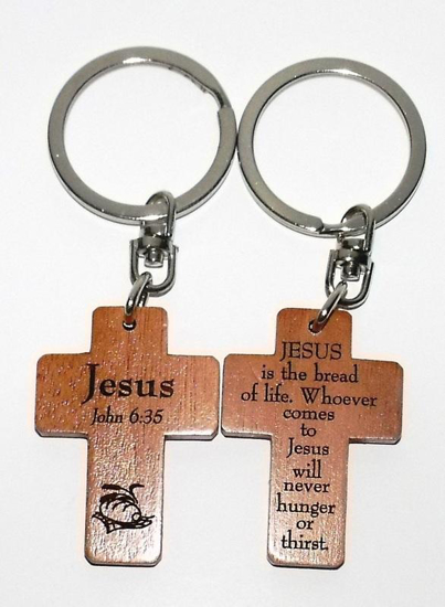 Picture of Mahogany Key Ring-Jesus by GI