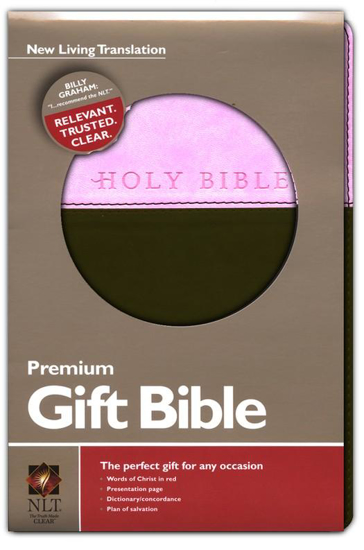 Picture of NLT Premium Gift Bible, TuTone Leatherlike Pink & Brown by Tyndale