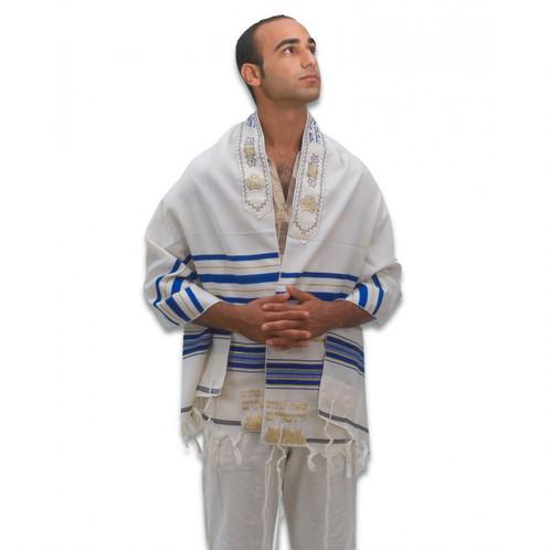 Picture of Tallit Blue/Gold/Silver Prayer shawl