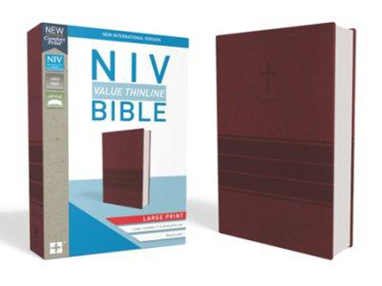 Picture of NIV Value Thinline Bible Large Print Burgundy by Zondervan