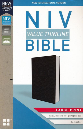 Picture of NIV Value Thinline Bible Large Print Gray and Black, Imitation Leather by Zondervan
