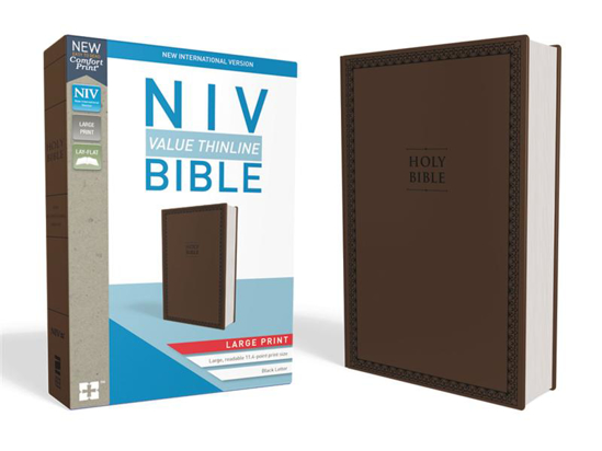 Picture of NIV Value Thinline Bible Large Print Brown, Imitation Leather by Zondervan
