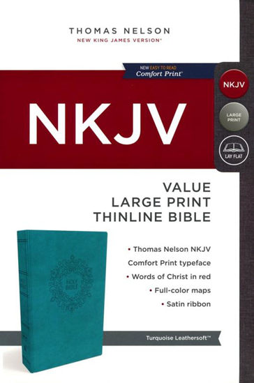 Picture of NKJV Value Thinline Bible Large Print, Imitation Leather, Blue by Thomas Nelson