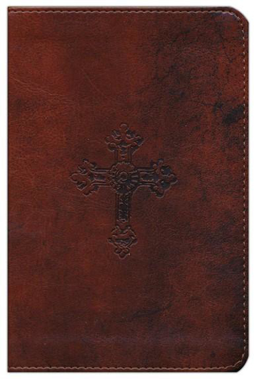 Picture of ESV Bible Compact Trutone Walnut Weathered Cross Design by Crossway