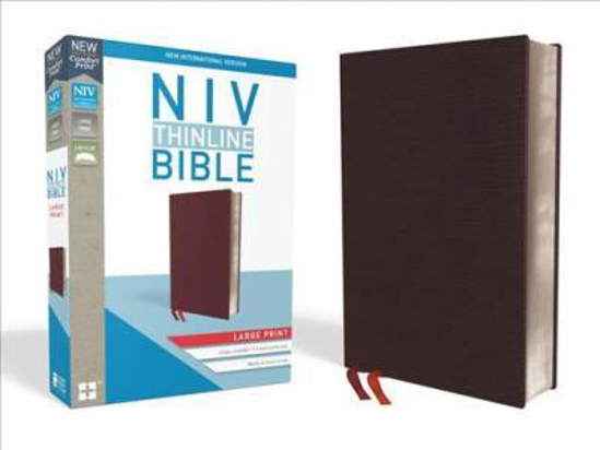Picture of NIV Bible Thinline Large Print Leather Burgundy Comfort Print Red Letter Edition