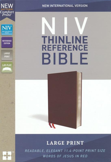 Picture of NIV Bible Thinline Reference Large Print Leather Burgundy Red Letter Edition Comfort Print by Zondervan