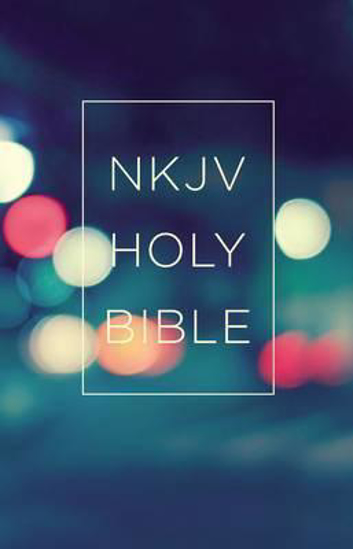 Picture of NKJV Bible Value Outreach Paperback blueish cover with circles