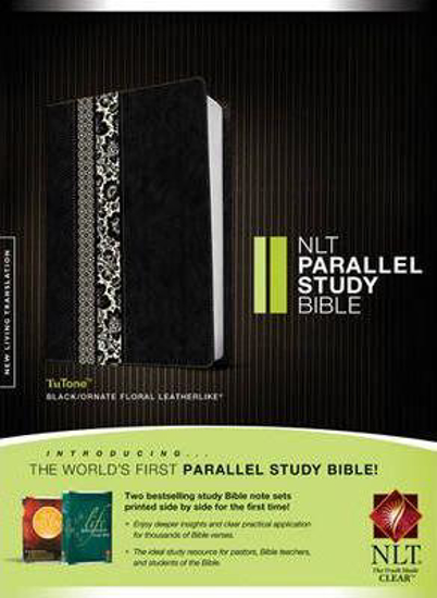 Picture of NLT Bible Study Parallel Leatherlike Black Ornate Floral Fabric Indexed