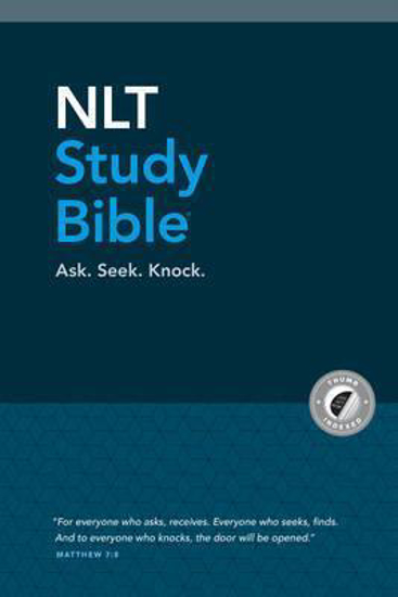 Picture of NLT Study Bible Hardcover indexed blue fabric  Ask, Seek, Knock