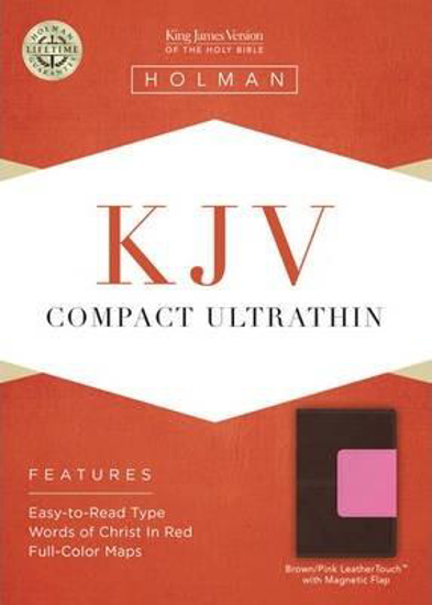 Picture of KJV Bible Compact Ultrathin Leathertouch  Brown Pink with Magnetic Flap
