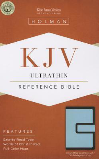 Picture of KJV Bible Reference Ultrathin Leathertouch Brown Blue with Magnetic Flap