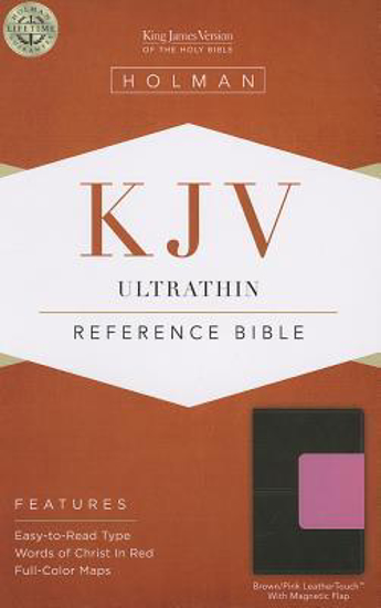 Picture of KJV Bible Reference Ultrathin Leathertouch Brown Pink with Magnetic Flap