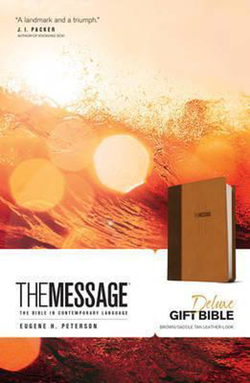 Picture of Message Bible Deluxe Gift Leatherlook Brown Saddle Tan
