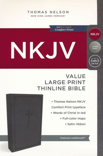 Picture of NKJV Value Thinline Bible Large Print, Imitation Leather, Charcoal by Thomas Nelson