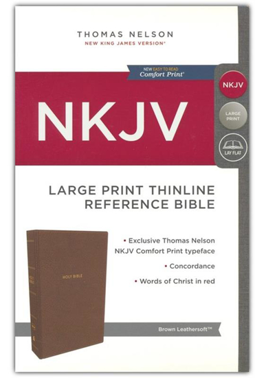 Picture of NKJV Comfort Print Thinline Reference Bible, Large Print, Imitation Leather, Brown by Thomas Nelson