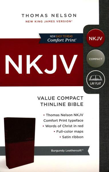 Picture of NKJV Value Thinline Bible Compact Burgundy Imitation Leather by Thomas Nelson