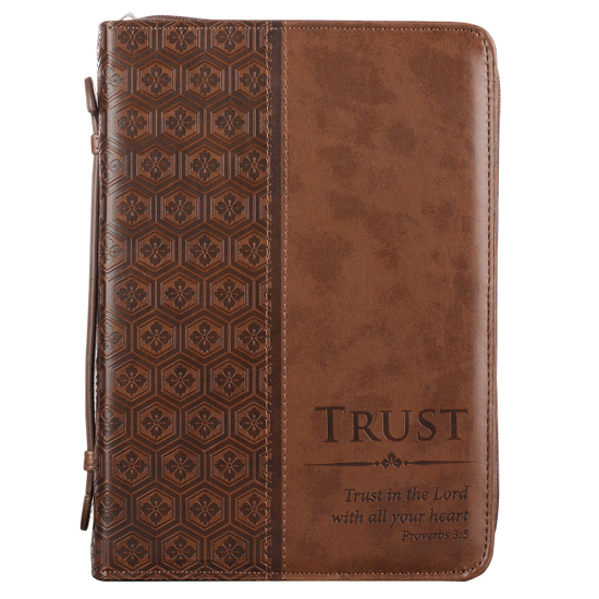 Picture of Trust In The Lord Brown Faux Leather Classic Bible Cover - Proverbs: 3:5