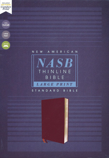 Picture of NASB Large-Print Thinline Bible, Red Letter Edition--bonded leather, burgundy