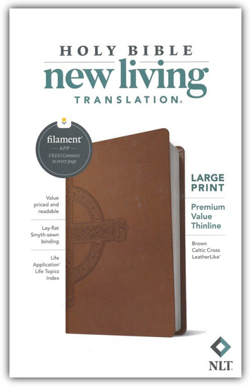 Picture of NLT Large-Print Premium Value Thinline Bible, Filament Enabled Edition--soft leather-look, brown