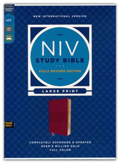 Picture of NIV Large-Print Study Bible, Fully Revised Edition, Comfort Print--soft leather-look, burgundy (indexed, red letter)