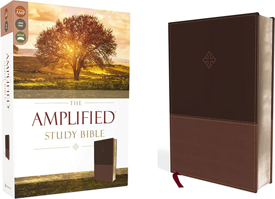 Picture of Amplified Study Bible Imit Leather Brown Large Print