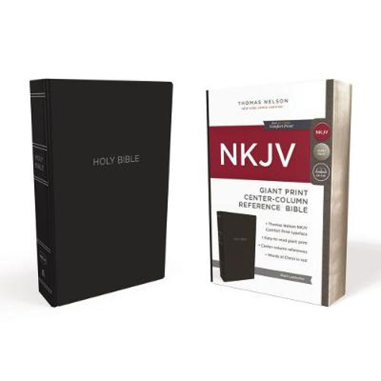 Picture of NKJV Center Column Reference Bible Giant Print Black Leather-Look