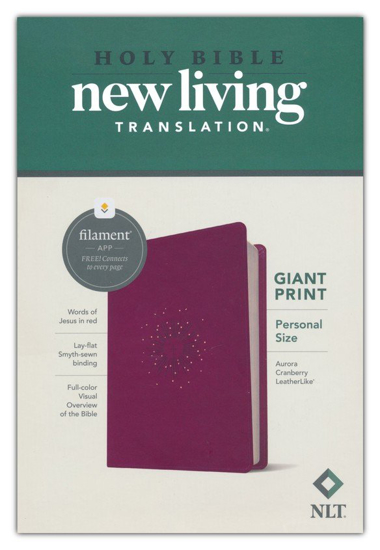 Picture of NLT Personal-Size Giant-Print Bible, Filament Enabled, soft leather-look, aurora cranberry