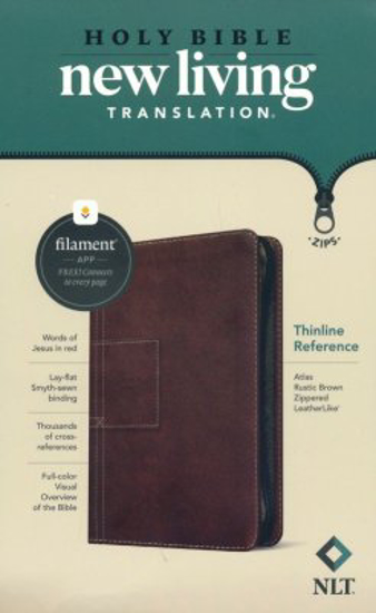 Picture of NLT Thinline Reference Zipper Bible, Filament Enabled Edition (LeatherLike, Atlas Rustic Brown)