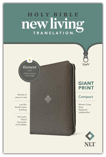 Picture of NLT Compact Bible, Giant Print, Filament-Enabled, Soft Leather-Look, Woven Cross Gray with Zipper