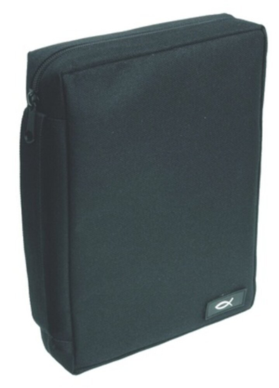 Picture of Bible Cover Polyester Black w/Fish Large black