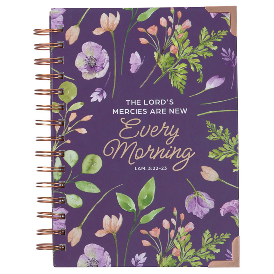Picture of Christian Art Gifts Purple Journal w/Scripture Lord's Mercies Large Bible Verse Notebook, 192 Ruled Pages, Lam. 3:22-23 Bible Verse