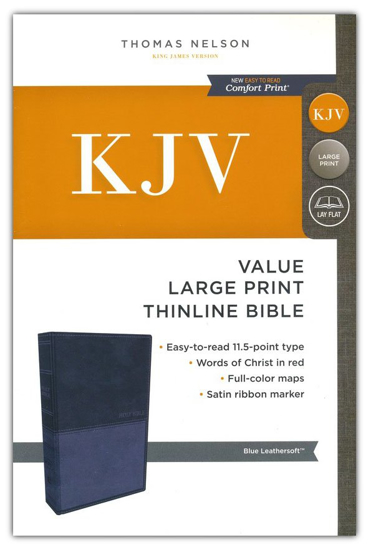 Picture of KJV Value Large Print Thinline Bible, Blue Leathersoft
