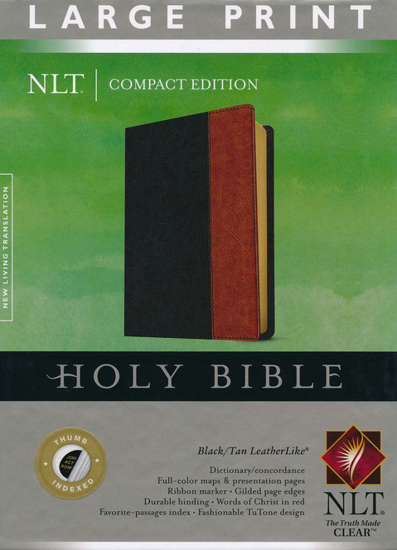 Picture of NLT Large Print Compact Edition, Black/Tan Leatherlike, Thumb-Indexed