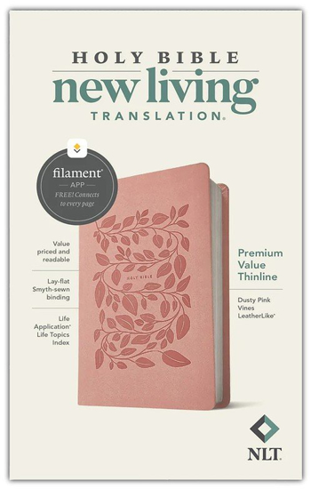 Picture of NLT Premium Value Thinline Bible, Filament-Enabled--soft leather-look, dusty pink vines
