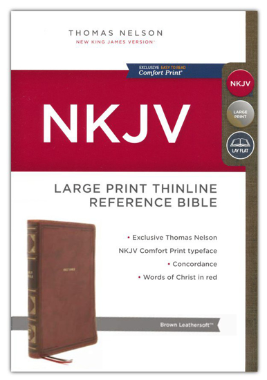 Picture of NKJV Large-Print Thinline Reference Bible, Comfort Print soft leather-look, brown