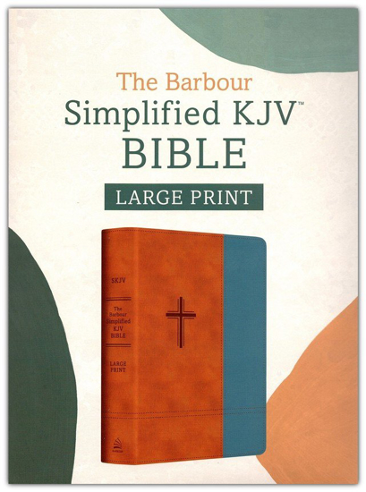 Picture of SKJV Barbour Simplified Bible, Large Print soft leather-look, rust & stone cross