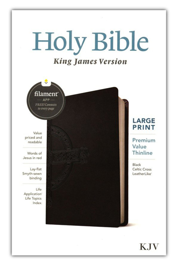 Picture of KJV Large Print Premium Value Thinline Bible, Filament Enabled Edition (Red Letter, LeatherLike, Black Celtic Cross)