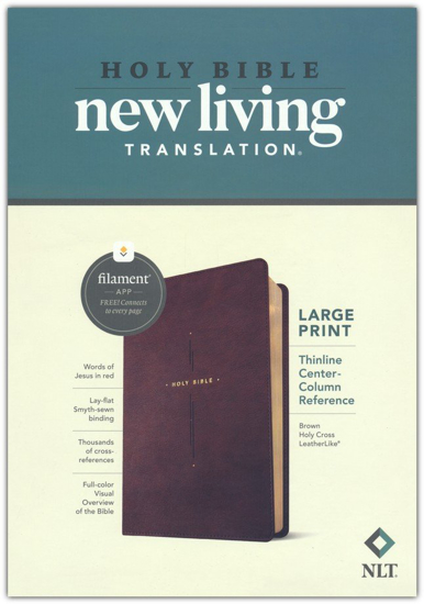 Picture of NLT Large Print Thinline Center-Column Reference Bible, Filament Enabled--soft leather-look, brown