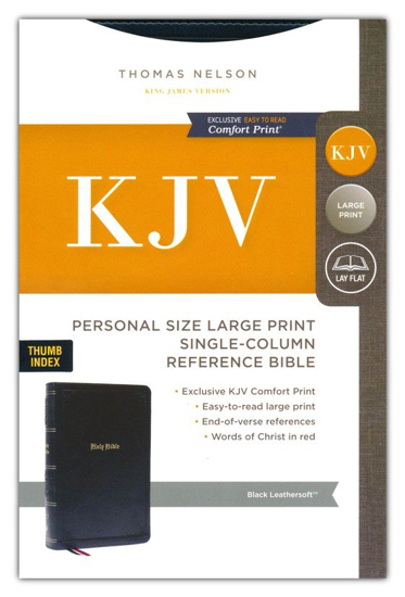 Picture of KJV, End-of-Verse Reference Bible, Personal Size Large Print, Leathersoft, Black, Red Letter, Thumb Indexed, Comfort Print