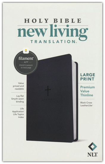 Picture of NLT Premium Value Thinline Bible, Large Print, Filament-Enabled--soft leather-look, black